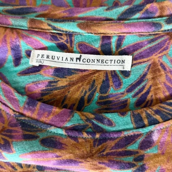 Peruvian Connection Paradiso Short Sleeve T-Shirt Mini Dress Jamaica Size Small